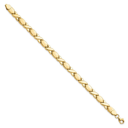 10K Yellow Gold 10Kpolished And Brushed X/O Fancy Chain Bracelet