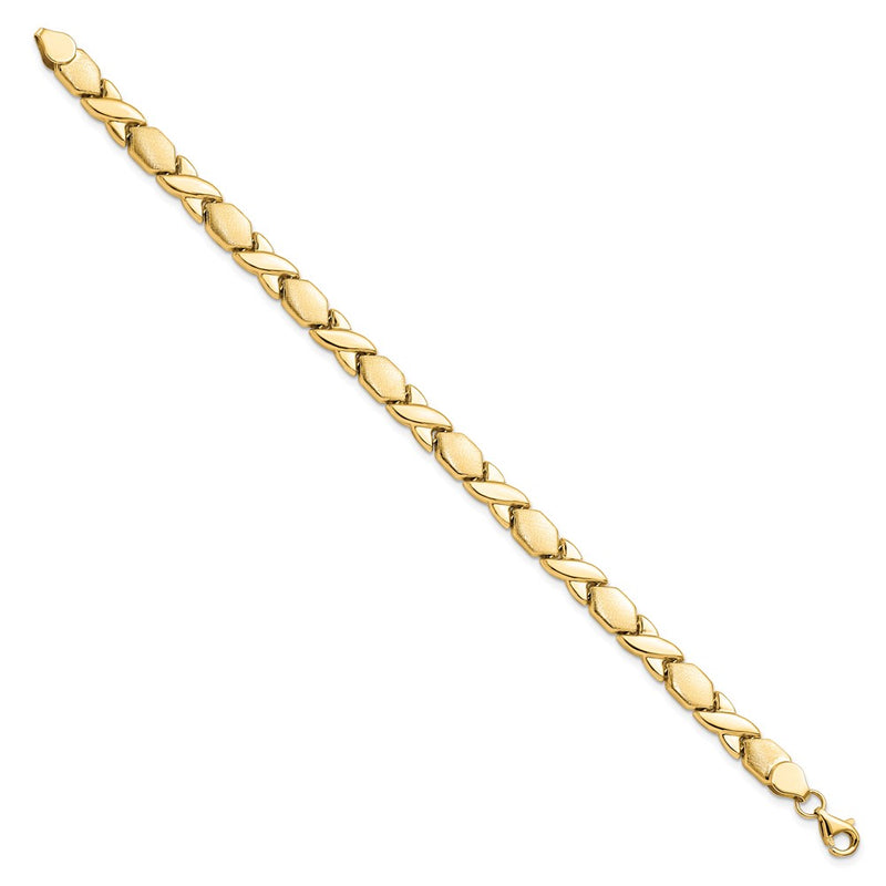 10K Yellow Gold 10Kpolished And Brushed X/O Fancy Chain Bracelet