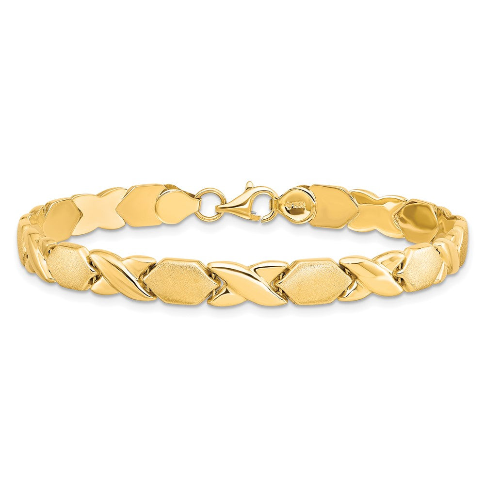 10K Yellow Gold 10Kpolished And Brushed X/O Fancy Chain Bracelet