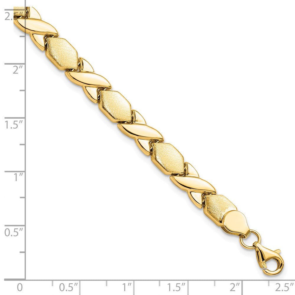 10K Yellow Gold 10Kpolished And Brushed X/O Fancy Chain Bracelet