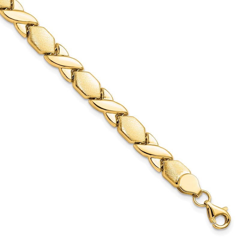 10K Yellow Gold 10Kpolished And Brushed X/O Fancy Chain Bracelet