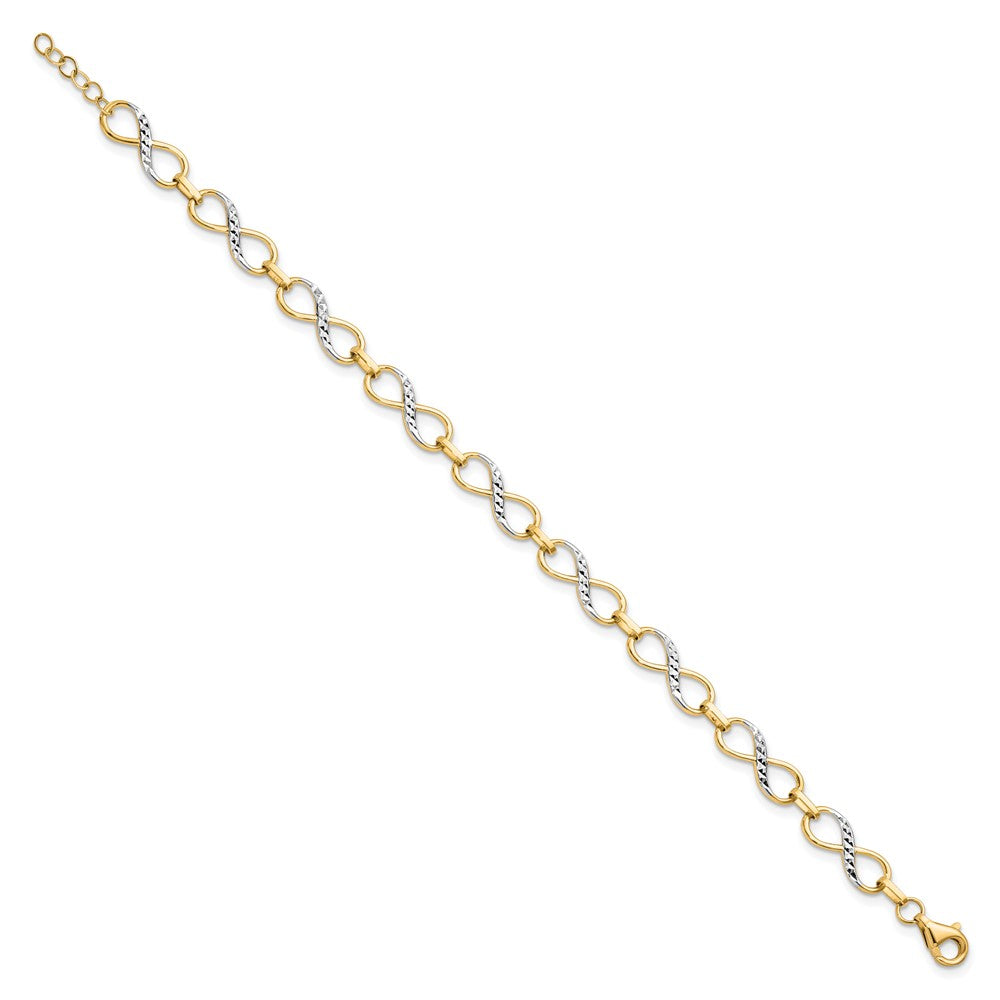 10K Yellow Rhodium D/C Infinity Fancy Chain Bracelet