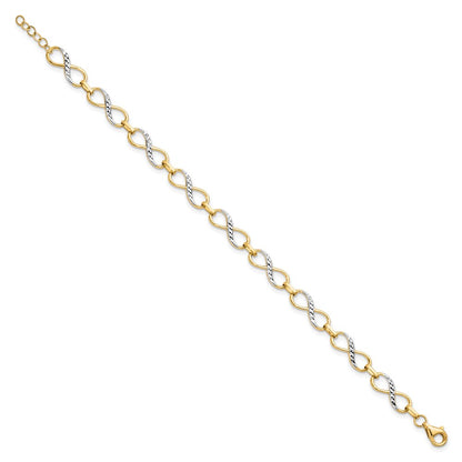 10K Yellow Rhodium D/C Infinity Fancy Chain Bracelet