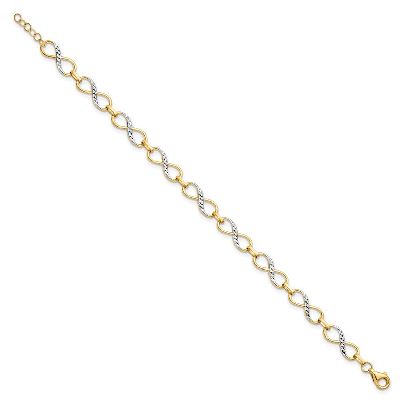 10K Yellow Rhodium D/C Infinity Fancy Chain Bracelet