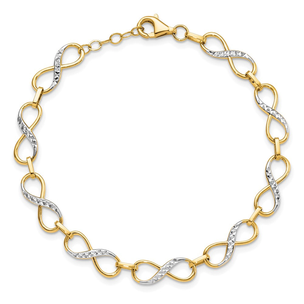 10K Yellow Rhodium D/C Infinity Fancy Chain Bracelet