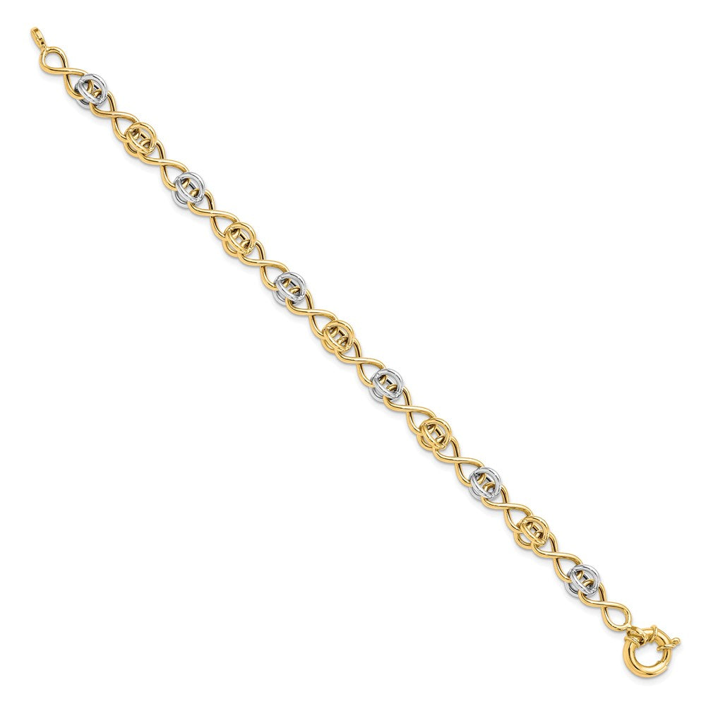 7.5 Inch 10K With White Rhodium Polished Fancy Bracelet
