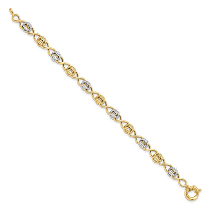 7.5 Inch 10K With White Rhodium Polished Fancy Bracelet