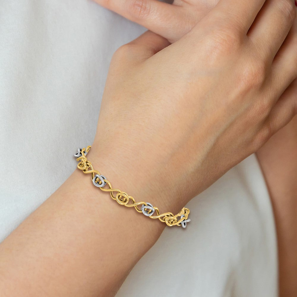 7.5 Inch 10K With White Rhodium Polished Fancy Bracelet