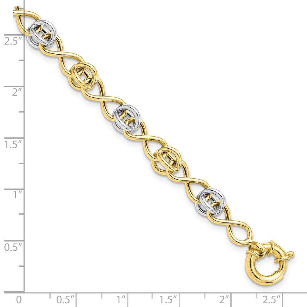 7.5 Inch 10K With White Rhodium Polished Fancy Bracelet