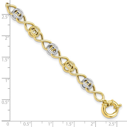 7.5 Inch 10K With White Rhodium Polished Fancy Bracelet