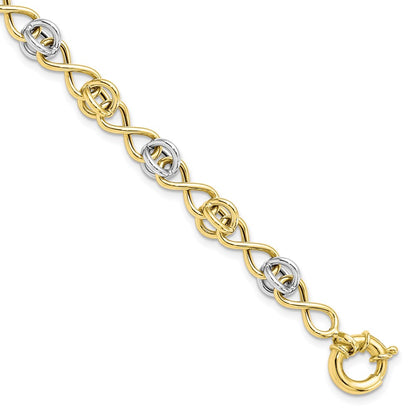 7.5 Inch 10K With White Rhodium Polished Fancy Bracelet