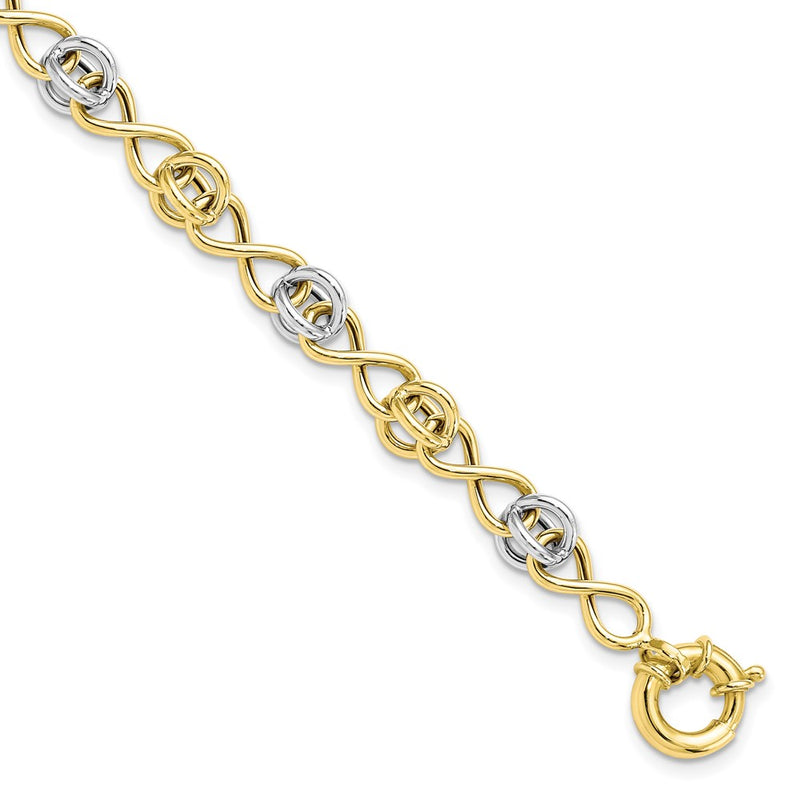 7.5 Inch 10K With White Rhodium Polished Fancy Bracelet