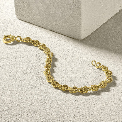 10K Yellow Gold Polished Fancy Link Chain Bracelet