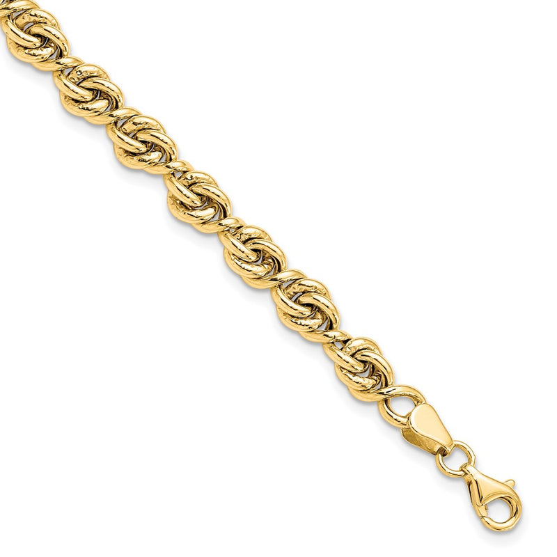 10K Yellow Gold Polished Fancy Link Chain Bracelet