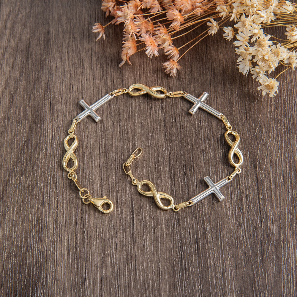10k-two-tone-polished-cross-and-infinity-bracelet-10lf589-7-5
