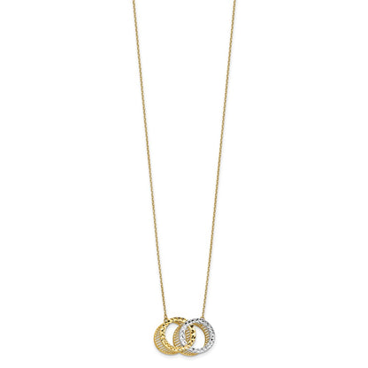 10K Yellow Rhodium Plated Polished D/C Necklace