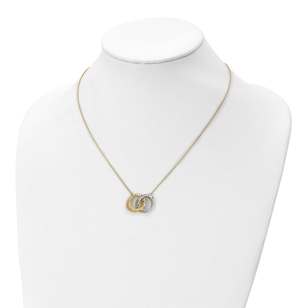 10K Yellow Rhodium Plated Polished D/C Necklace