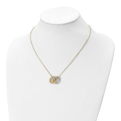 10K Yellow Rhodium Plated Polished D/C Necklace