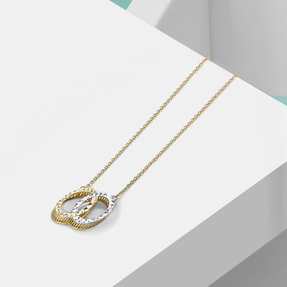 10K Yellow Rhodium Plated Polished D/C Necklace
