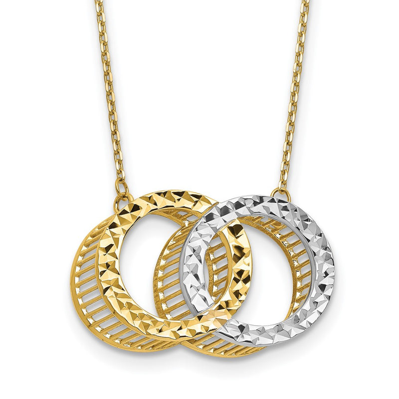 10K Yellow Rhodium Plated Polished D/C Necklace