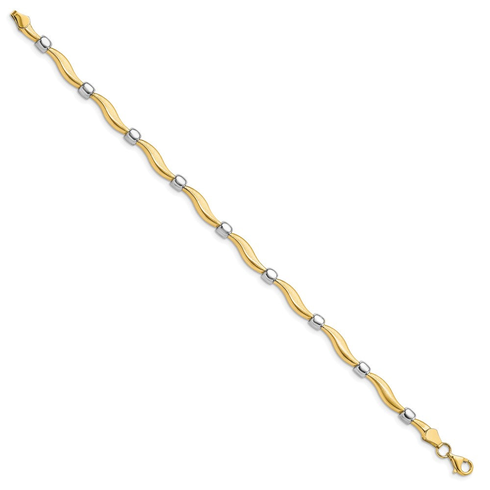 10K Yellow Rhodium Plated Polished And Satin Bracelet
