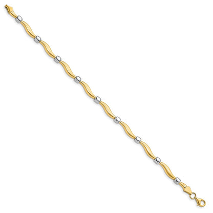 10K Yellow Rhodium Plated Polished And Satin Bracelet