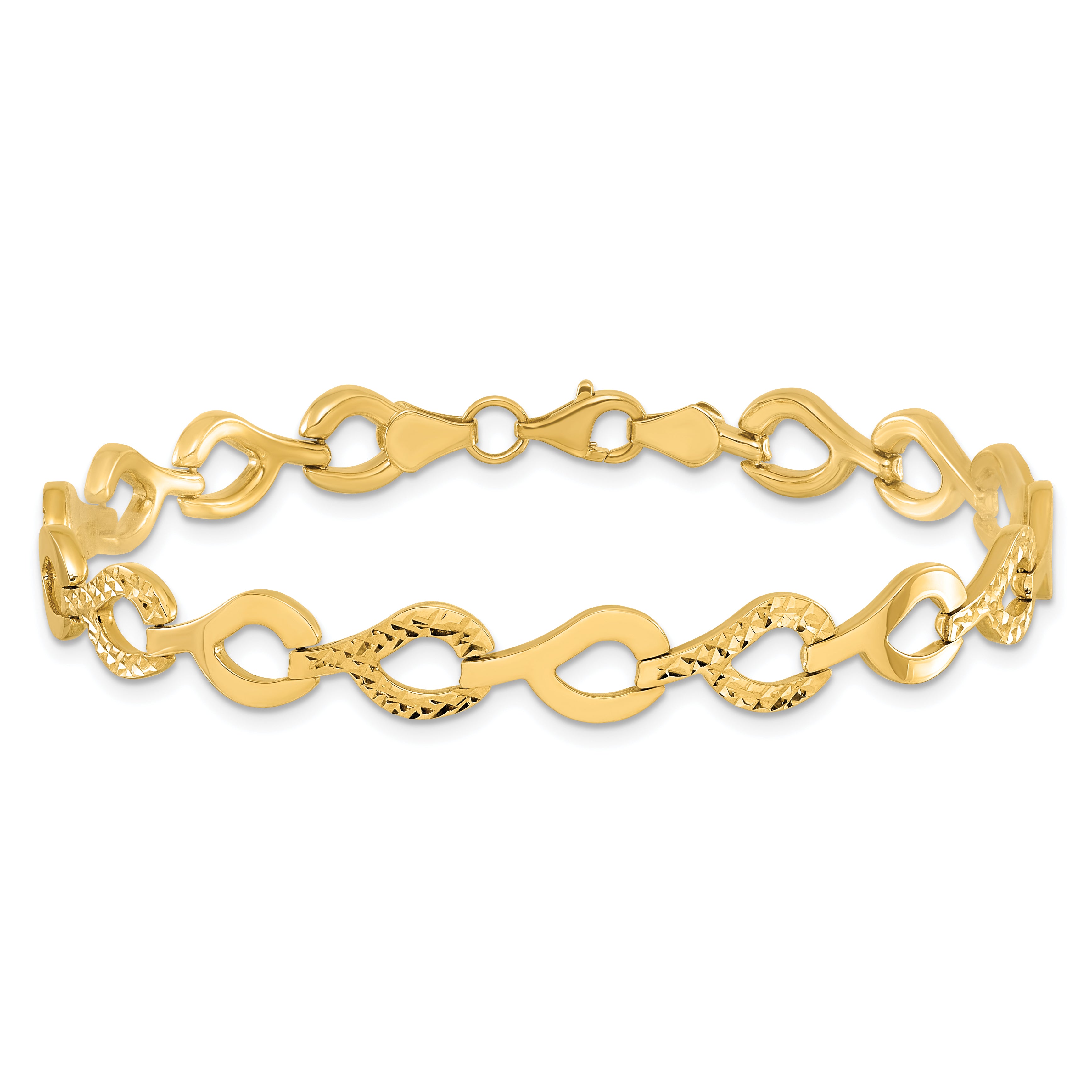 10K Yellow Gold Polished Fancy D/C Link Bracelet