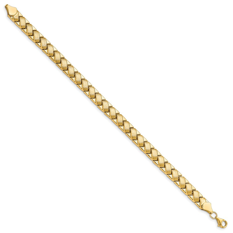 10K Yellow Gold Polished And Brushed Fancy Link Bracelet