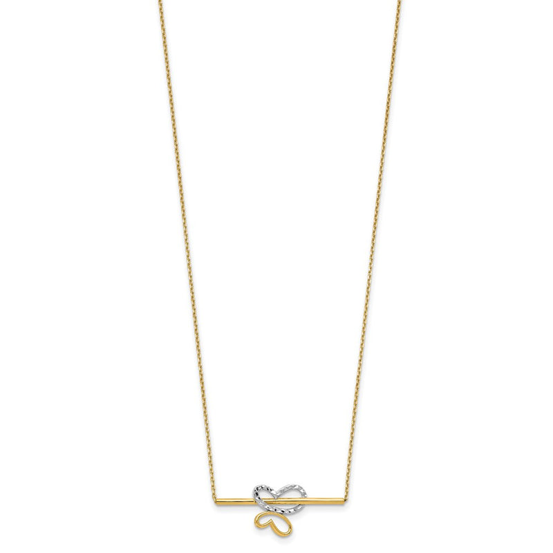 10K Yellow Rhodium Plated Polished D/C Butterfly Bar Necklace