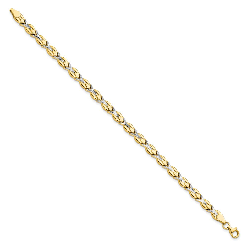 10K Yellow Rhodium White Polished/Diamond Cut Bracelet