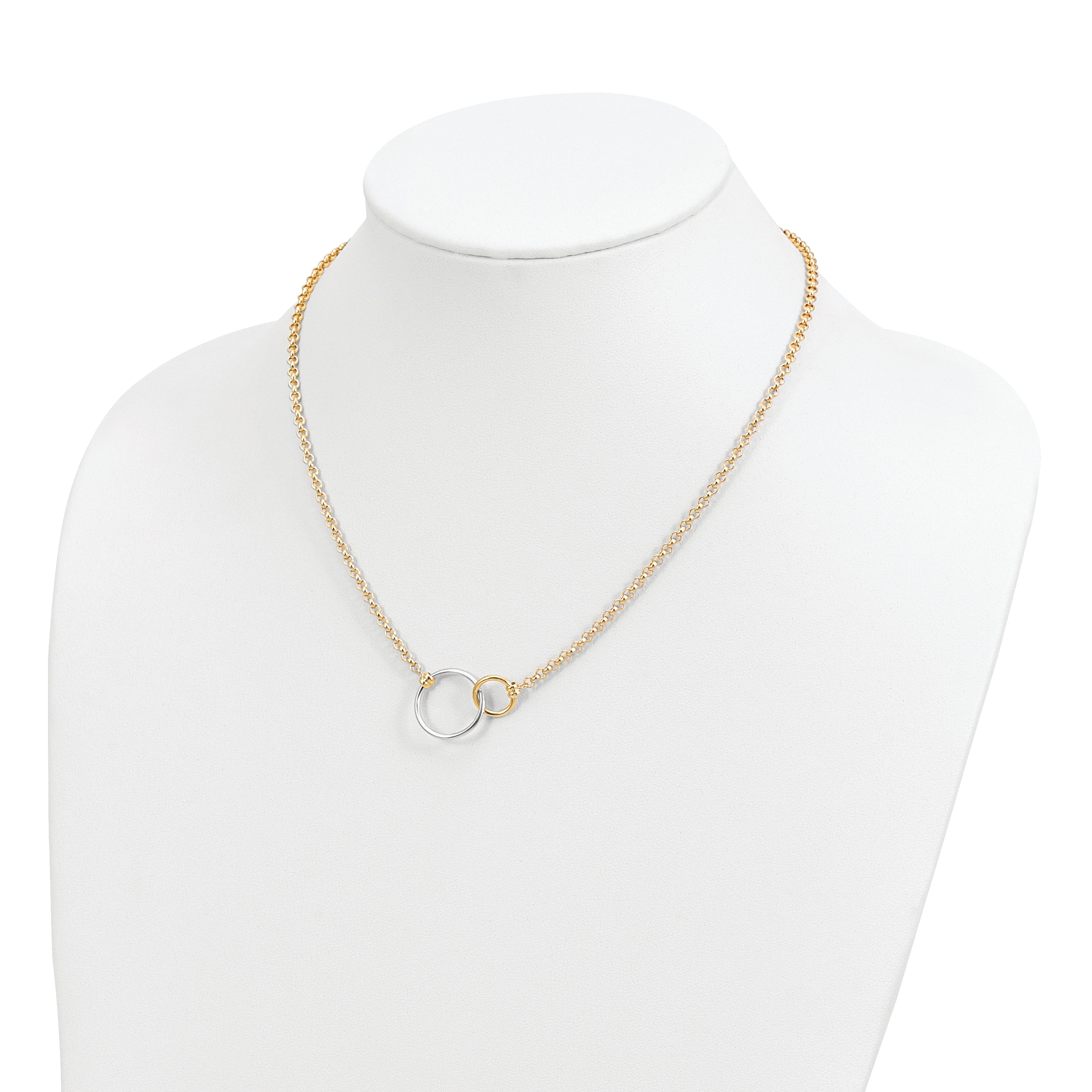 10K Two Tone Polished Link Necklace