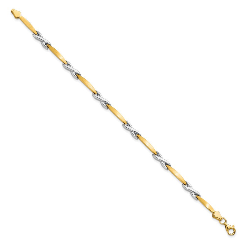 10K Two Tone Polished And Brushed Bracelet