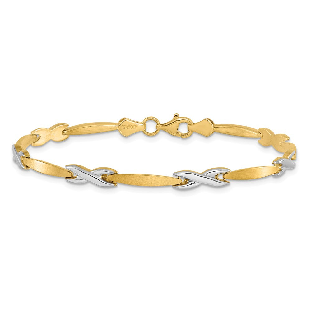 10K Two Tone Polished And Brushed Bracelet