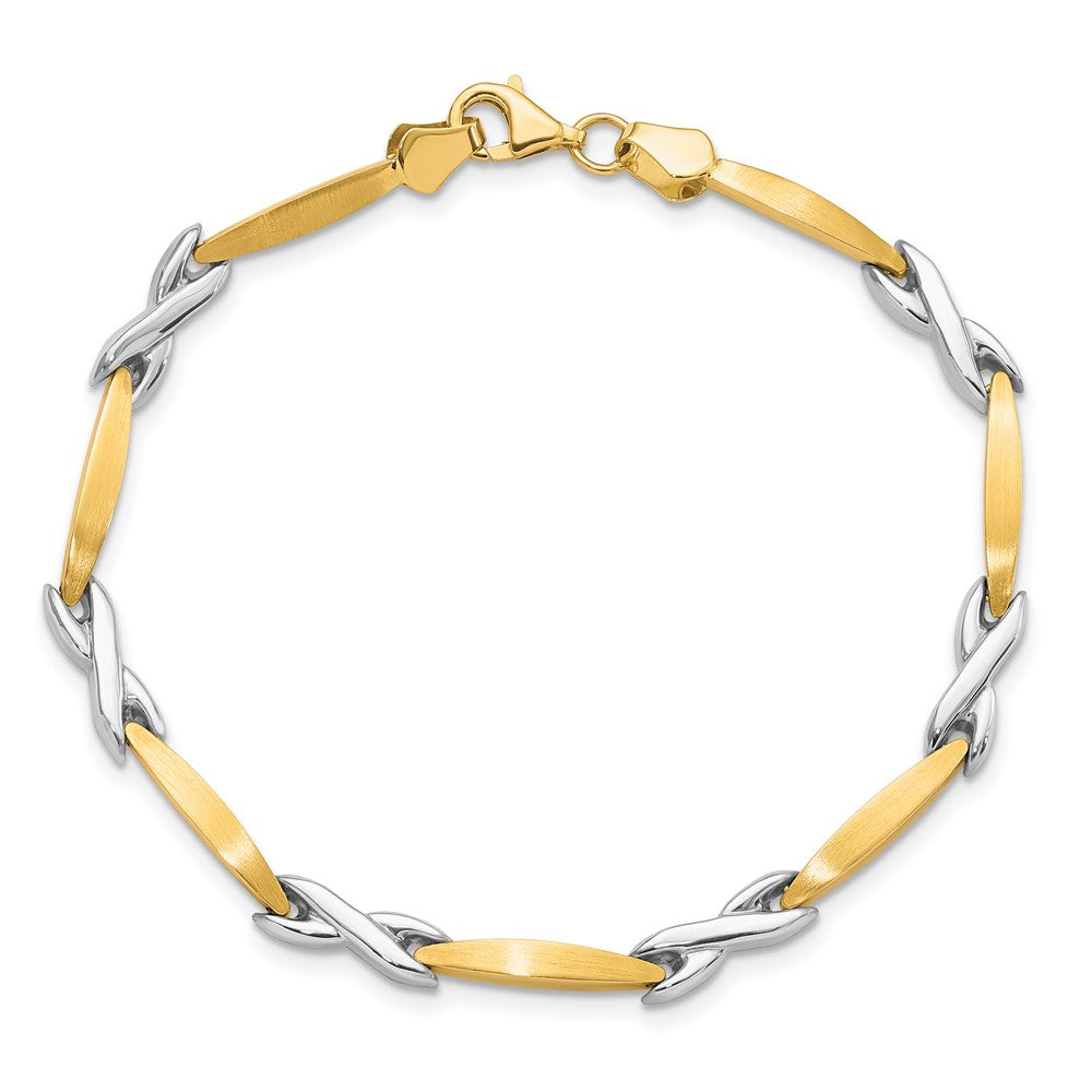 10K Two Tone Polished And Brushed Bracelet