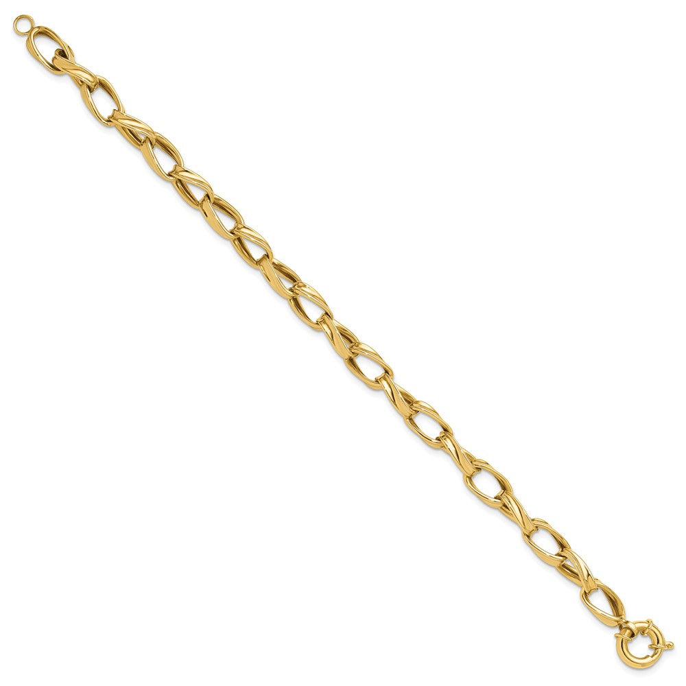 10K Yellow Gold Polished Fancy Link Chain Bracelet