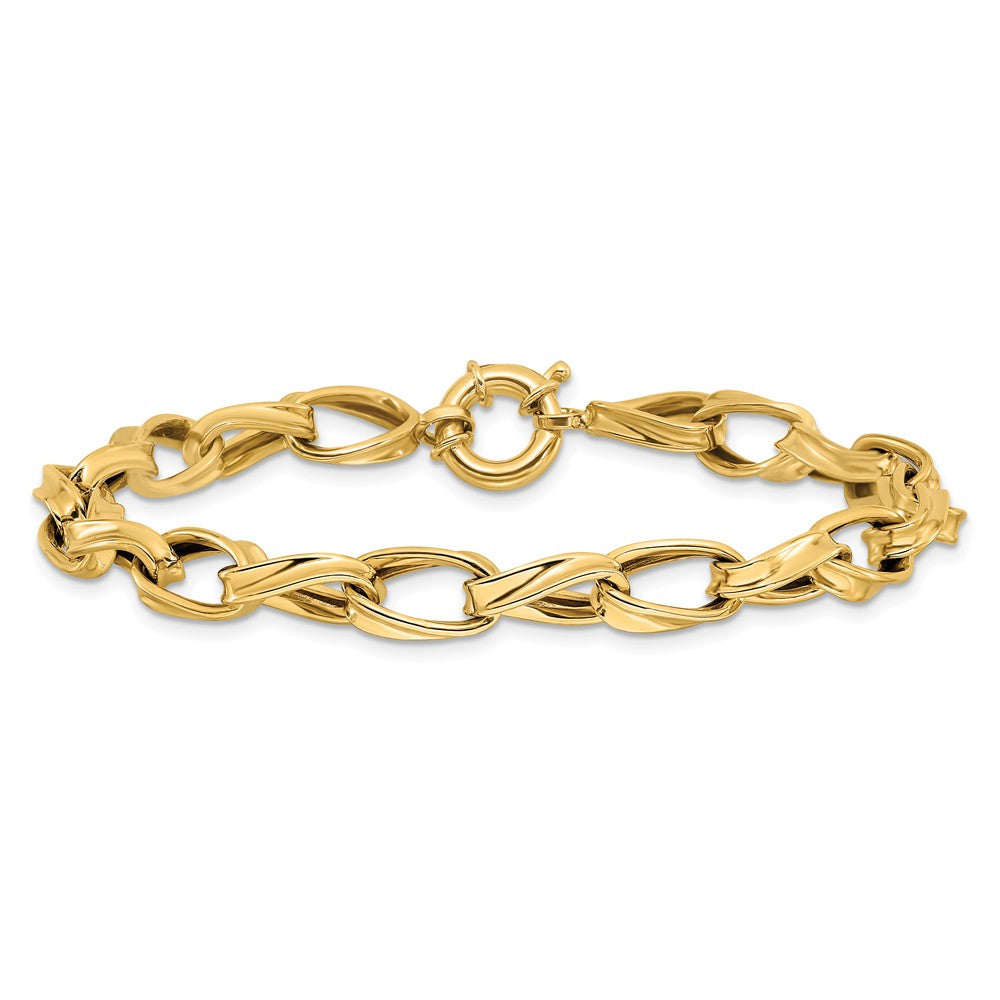 10K Yellow Gold Polished Fancy Link Chain Bracelet