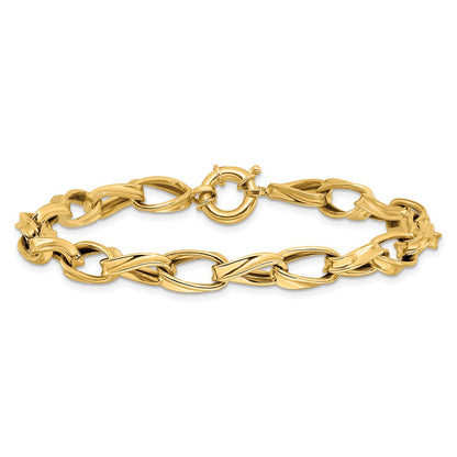 10K Yellow Gold Polished Fancy Link Chain Bracelet