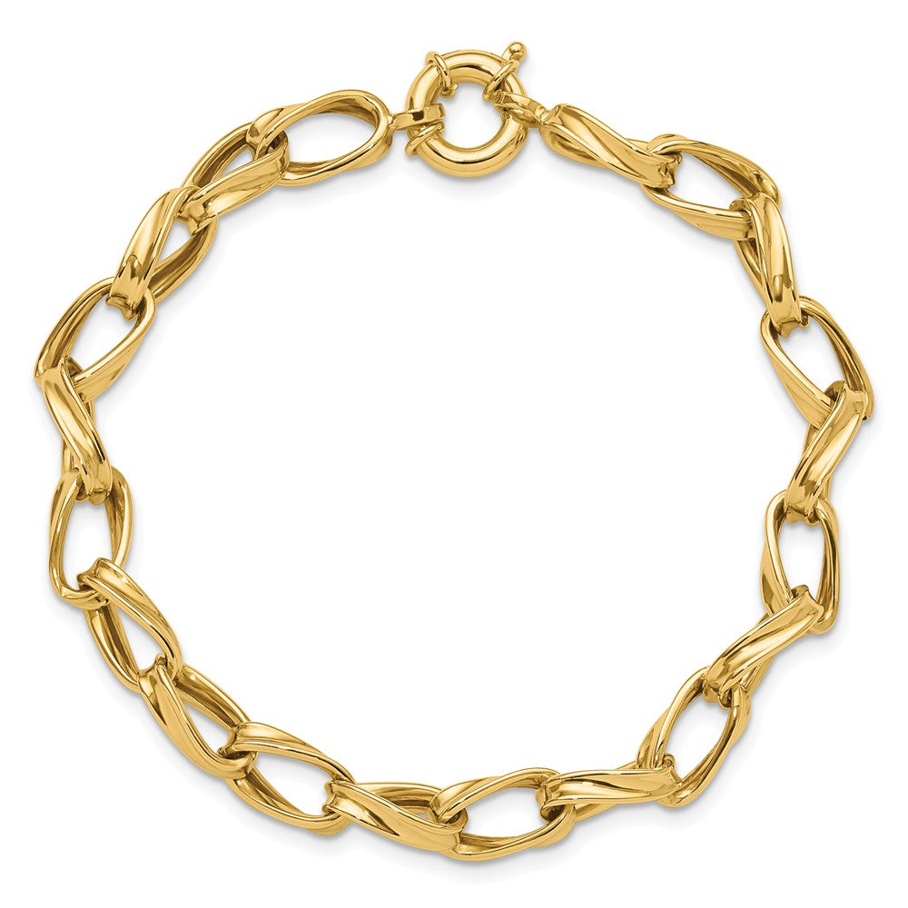 10K Yellow Gold Polished Fancy Link Chain Bracelet