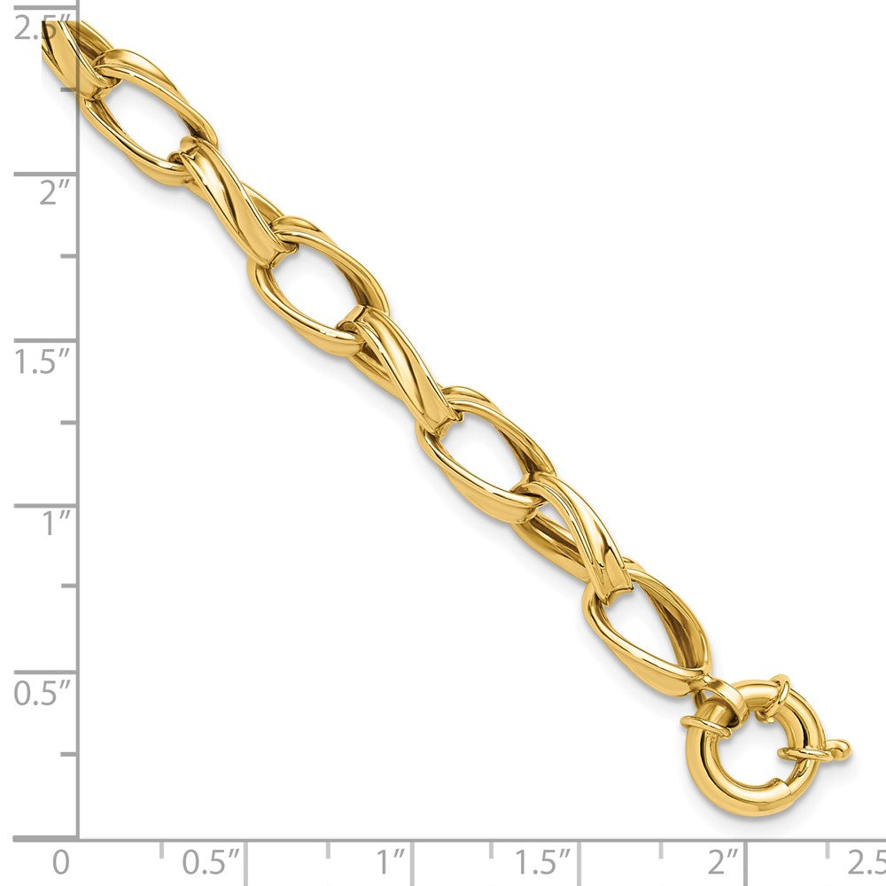 10K Yellow Gold Polished Fancy Link Chain Bracelet