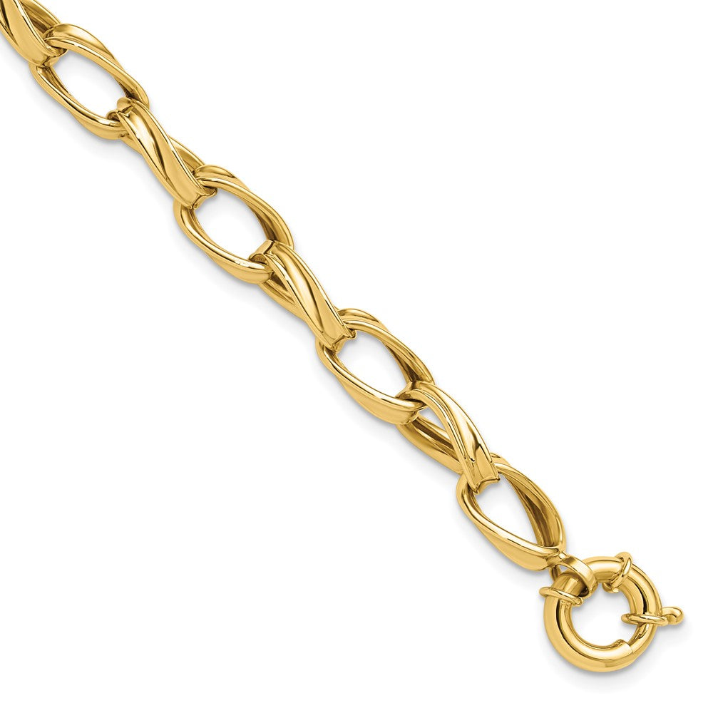 10K Yellow Gold Polished Fancy Link Chain Bracelet