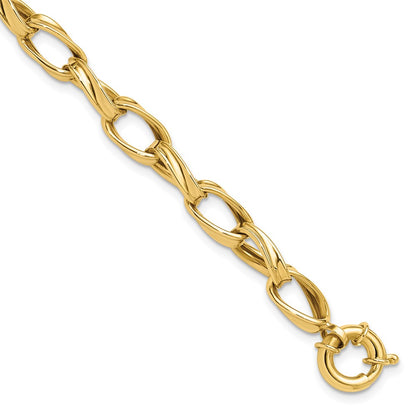 10K Yellow Gold Polished Fancy Link Chain Bracelet
