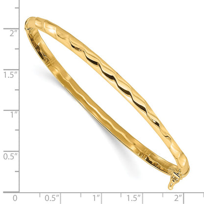 10K Yellow Gold Polished Twisted Hinged Bangle