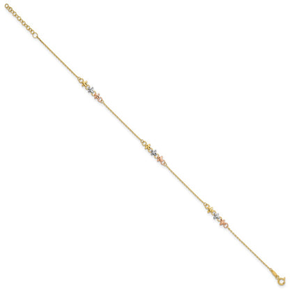 10K Two-Tone W/white Rhod Polished Station 9in Plus 1in Ext. Ankle