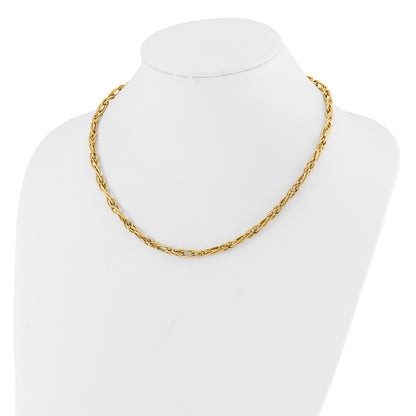 10K Yellow Gold Polished Fancy Link 1In Ext. Necklace