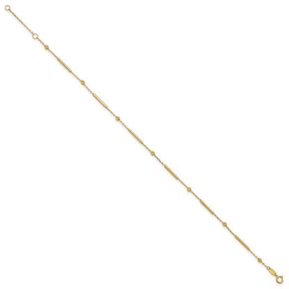 10K Yellow Gold Polished and Diamond-Cut Bar 9in Plus 1in Ext. Anklet