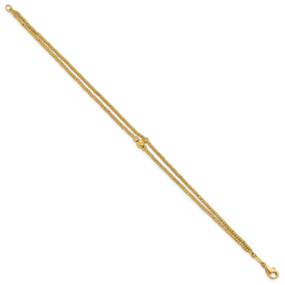 10K Yellow Gold Polished And Diamond Cut Beads 2 Strand Bracelet