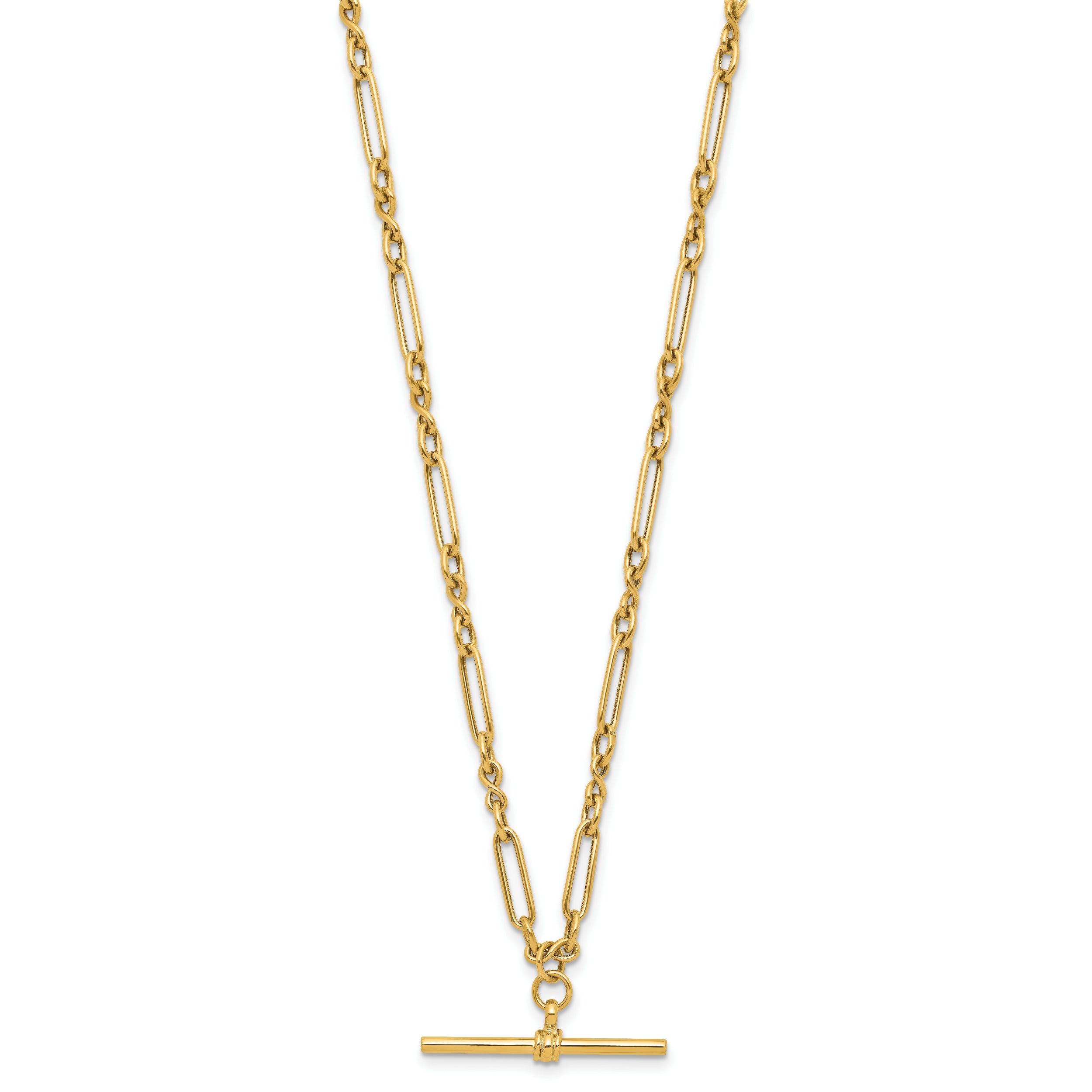 10K Yellow Gold Polished Fancy Link Bar Necklace