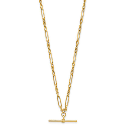 10K Yellow Gold Polished Fancy Link Bar Necklace
