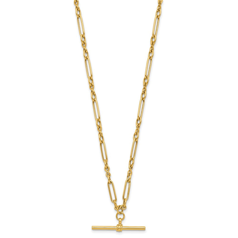 10K Yellow Gold Polished Fancy Link Bar Necklace