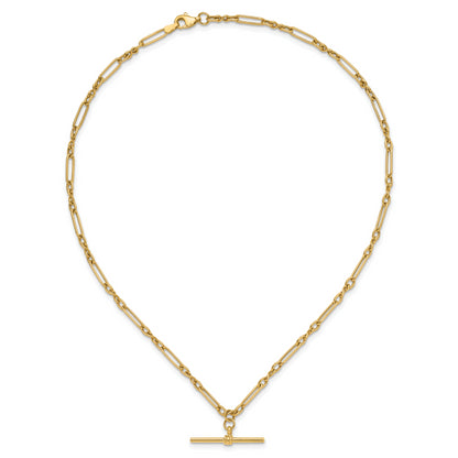 10K Yellow Gold Polished Fancy Link Bar Necklace